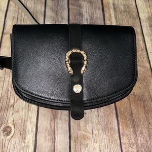 Black belt bag with Gold “serpent” design, Size Medium